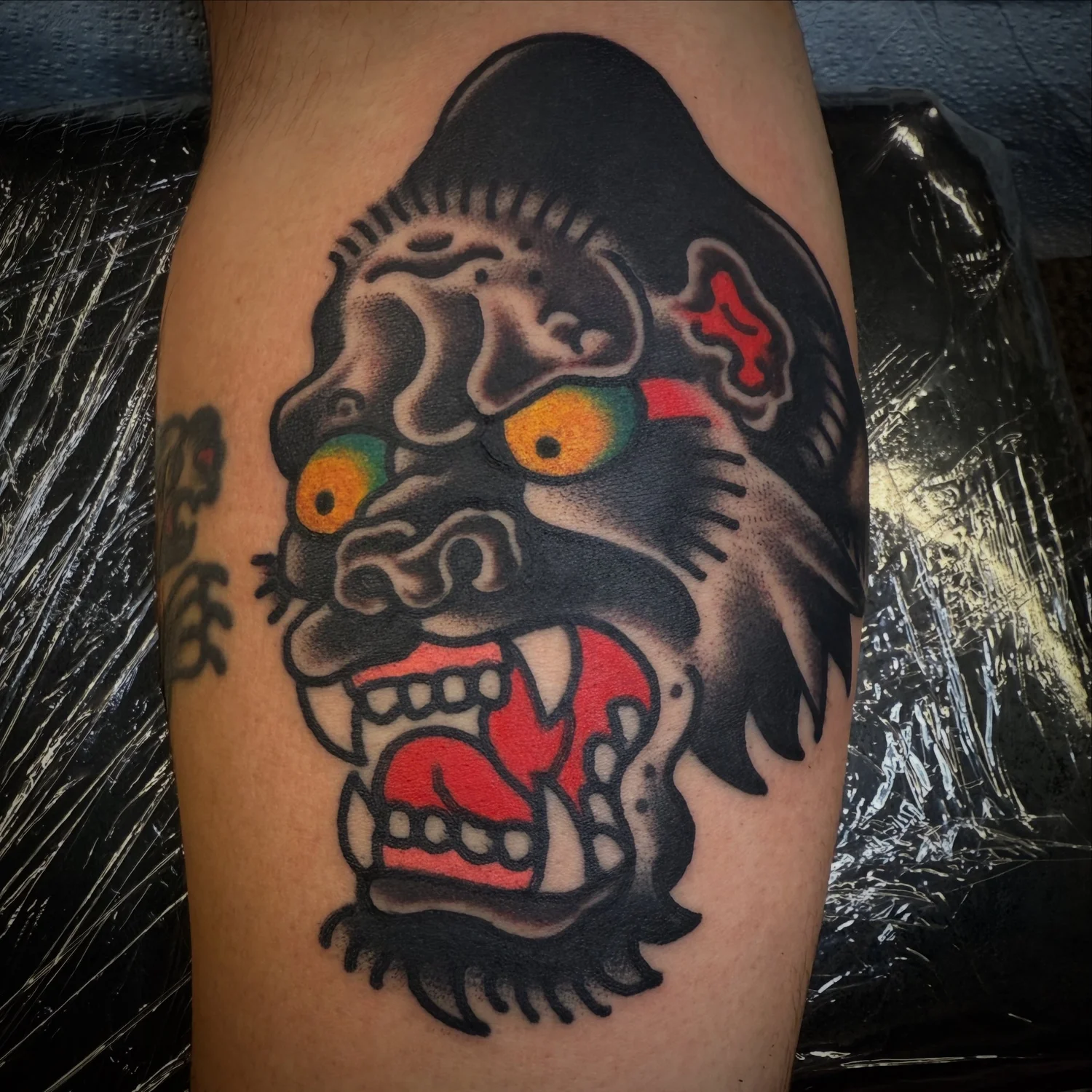 Traditional gorilla head tattoo